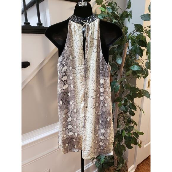 Fab'rik Shift Dress Women Size Medium Multi Animal Print Lined Studded Polyester - Picture 4 of 14